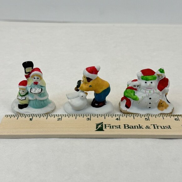 Vintage Christmas Village Accessories Ceramic Trees Children Figurines Set 7 pcs - Picture 15 of 16
